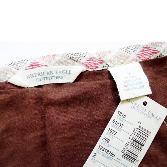 NEW WITH TAG AMERICAN EAGLE Tie Waist Scallop Hem A-Line Skirt 2 (30" x 25") - Picture 6 of 7